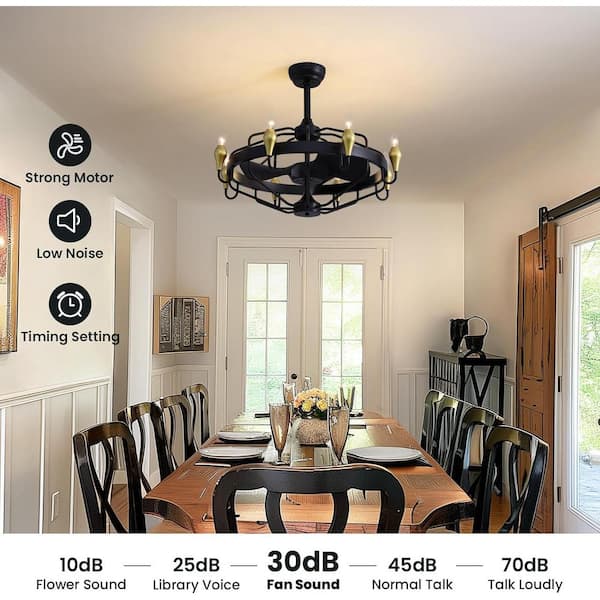 29 in. Indoor 8-Lights Black Wagon Wheel Ceiling Fan with Lights for Dining Room Living Room Kitchen
