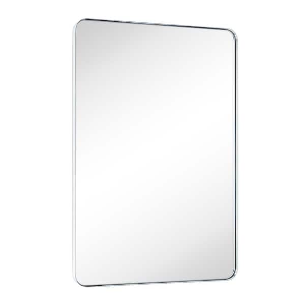 TEHOME Kengston 30 in. W x 40 in. H Rectangular Stainless Steel Metal Framed Wall Mounted Bathroom Vanity Mirror in Chrome