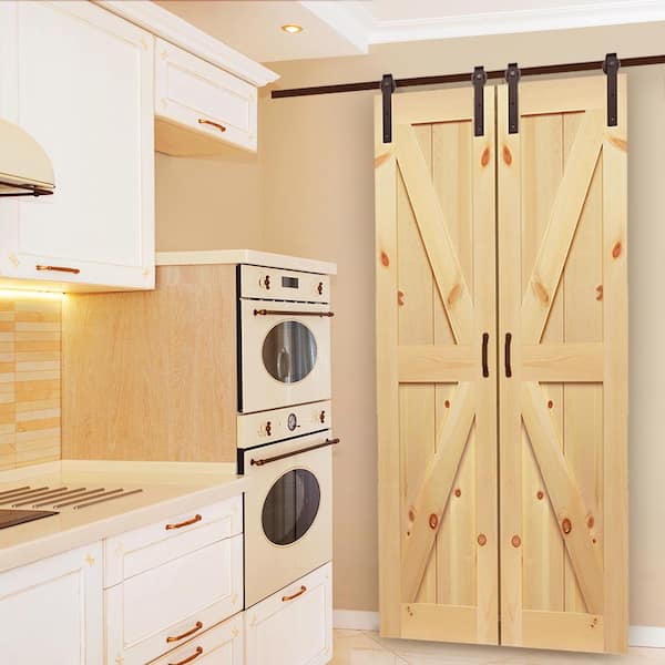 18 in. x 84 in. Solid Pine Unfinished Wood K-Rail Barn Door Slab