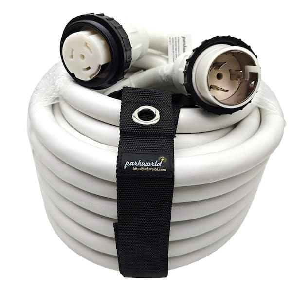 parkworld 50 ft. 6/4 50 Amp 125/250-Volt Twist Lock SS2-50 Maine Power Cordsets Outdoor 50 Amp Marine/Boat Extension Cord, White