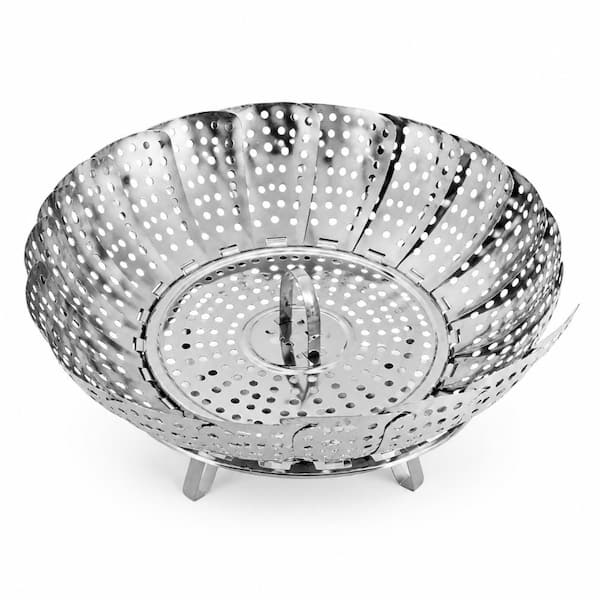 Expandable Stainless Steel Vegetable Steamer Basket with Removable Handle, 3 Size Options, Fits Various