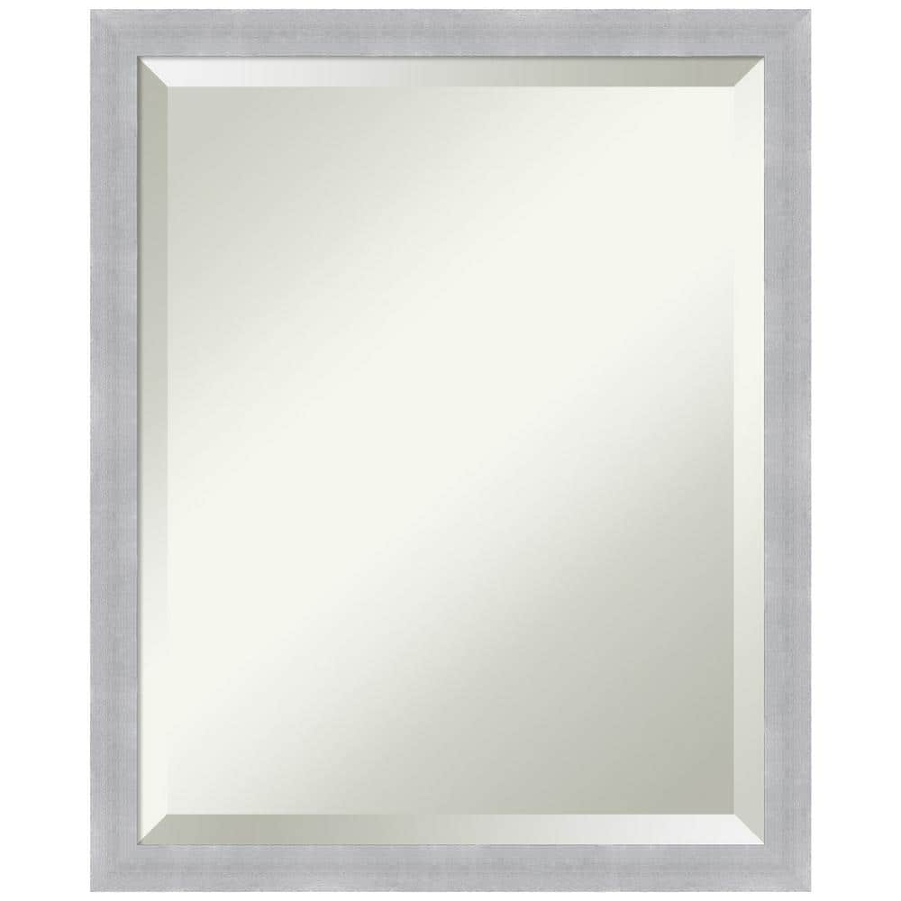 Grace Brushed Nickel Rectangular Wall Mirror with Silver Frame