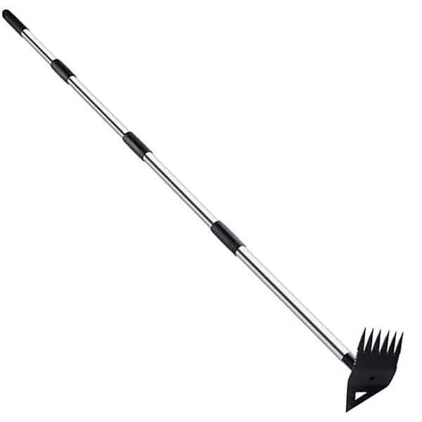 60 in. Weeder Dual Head Rake and Hoe Combo Long Handle Manual Tool for Uprooting Garden Flower Beds