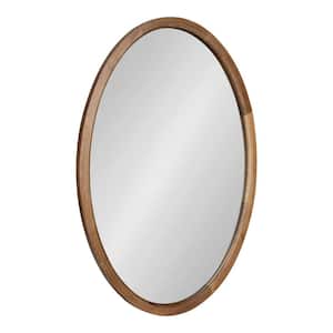 Hogan 24 in. x 36 in. Classic Oval Framed Rustic Brown Wall Accent Mirror