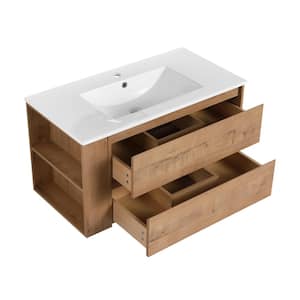 Victoria 36 in. W x 18 in. D x 19 in. H Floating Modern Design Single Sink Bath Vanity with Top and Cabinet in Wood