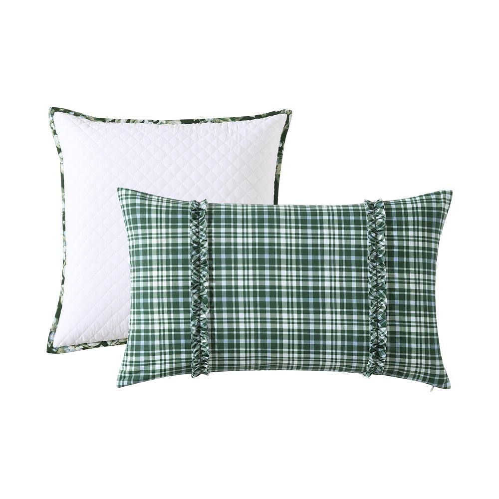 Laura Ashley Bramble Floral 7-Piece Green Cotton Full/Queen Comforter Bonus Set - 3
