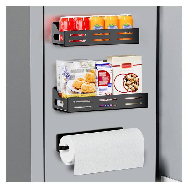 JFVKAF Magnetic Mount Black Matte Finish 3-Pack Refrigerator Spice