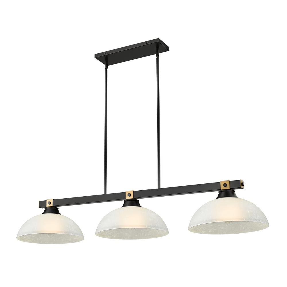 Bronte 52.25 in. Matte Black Plus Rubbed Brass 3-Light Billiard Light with 