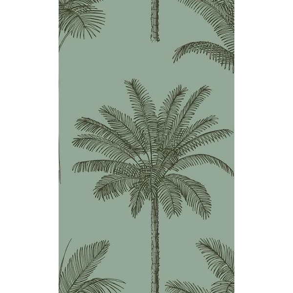 Walls Republic Grayish Green Palm Trees Print Non Woven Non-Pasted Textured Wallpaper 57 sq. ft.