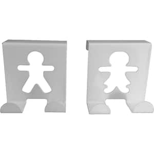 White Metal Over Cabinet Door Hooks, Fellow Couple up to 3/4 in. (Set of 2) 2 lbs