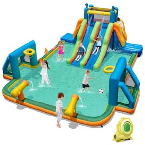 Inflatable Water Slide with 2 Long Slides Pool Climbing Walls 950-Watt Blower