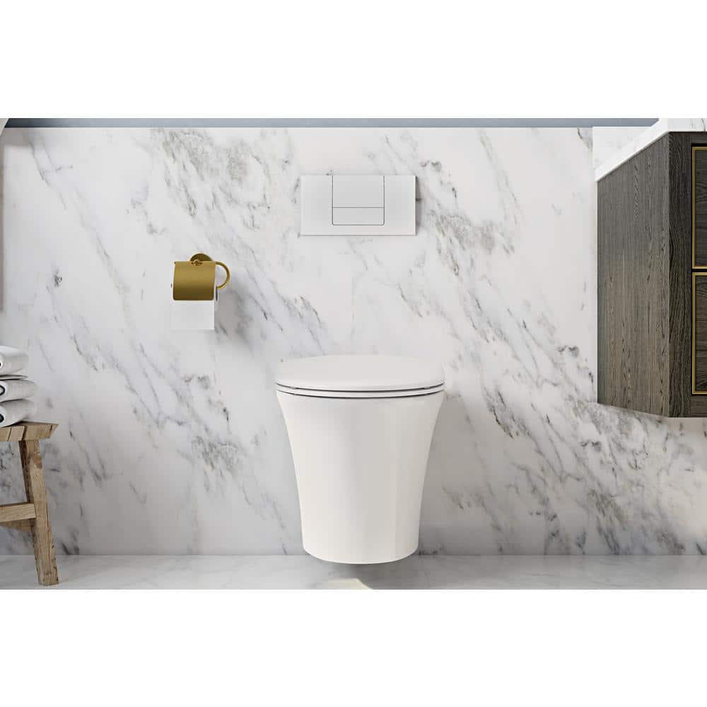 Muse White Vitreous China Wall-Hung Dual Flush Elongated Toilet