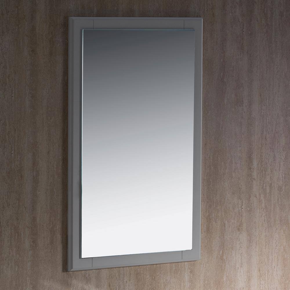 Elegant Oxford 20" Gray Rectangular Wood Bathroom Vanity Mirror