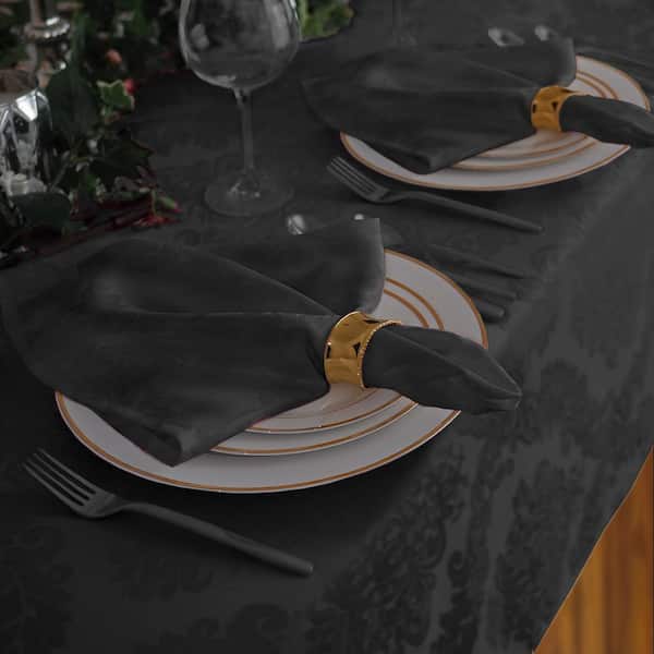 Elrene 17 in. W x 17 in. L Barcelona Damask Gray Fabric Napkins (Set of 4)