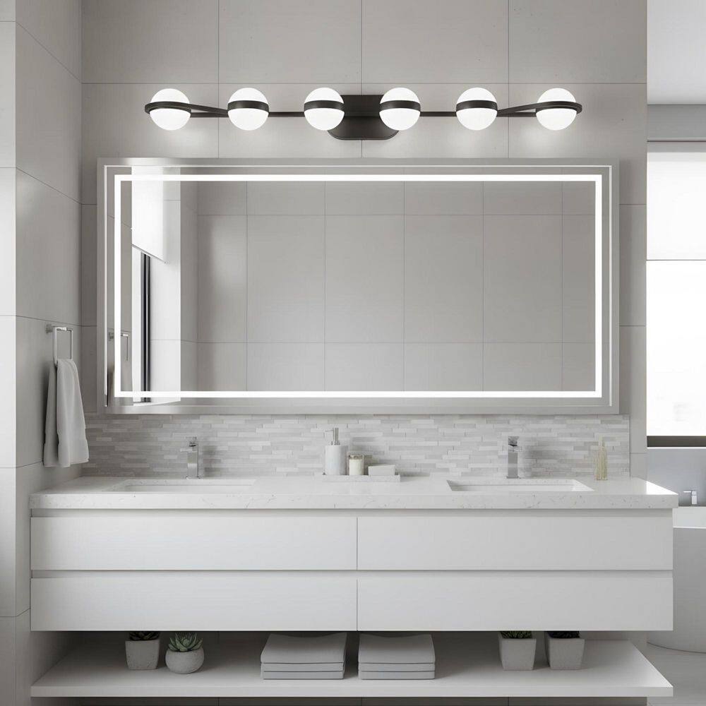 43.3 in. 6-Light Black LED Bathroom Vanity Light with Round Shade price history on PriceWatchPro