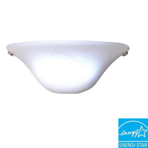 It's Exciting Lighting Half Moon Style 7-LED White Wall Mount Sconce with Frosted Marbleized Glass Shade