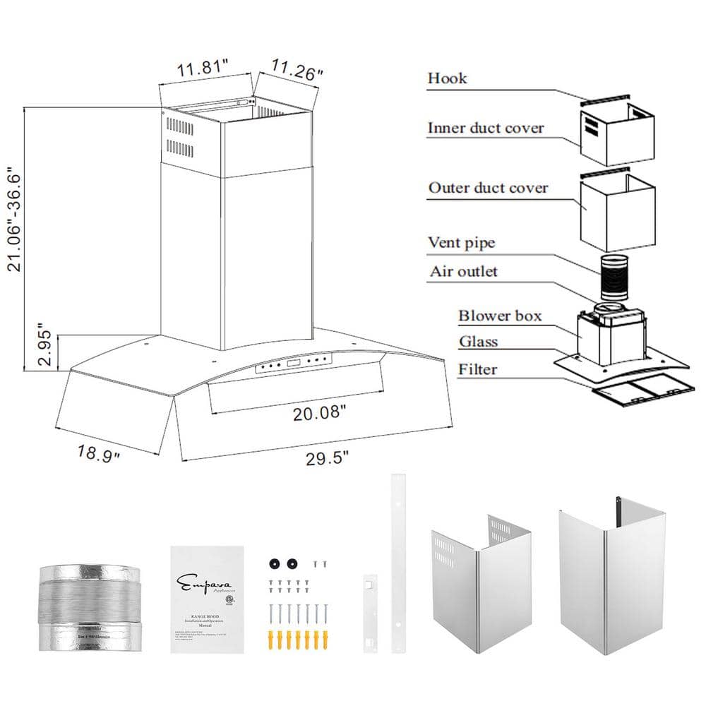 30-Inch Stainless Steel Convertible Wall-Mounted Range Hood