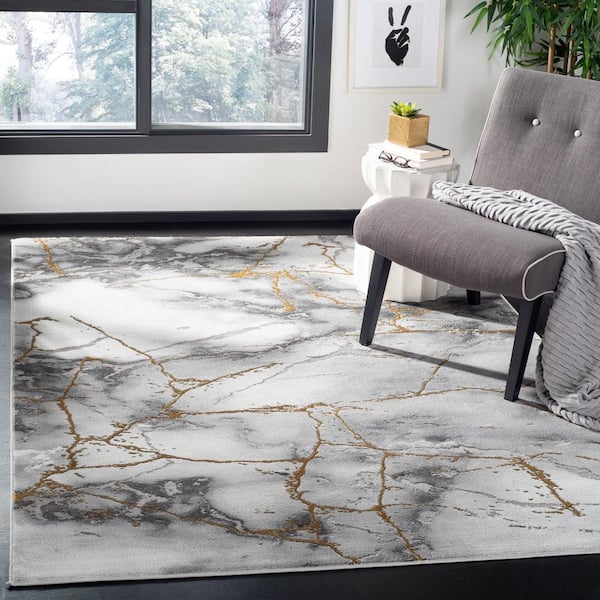 Craft Gray/Gold Doormat 2 ft. x 4 ft. Distressed Abstract Area Rug