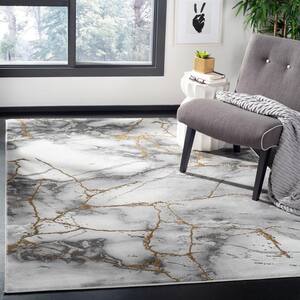 Craft Gray/Gold 9 ft. x 12 ft. Distressed Abstract Area Rug