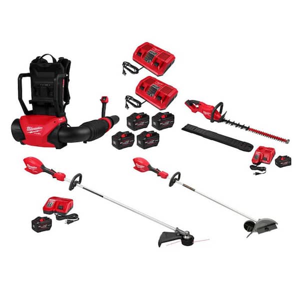 M18 FUEL 155 MPH 650 CFM 18V Brushless Cordless Dual Battery Backpack Blower Kit w/ String Trimmer, Hedge Trimmer, Edger