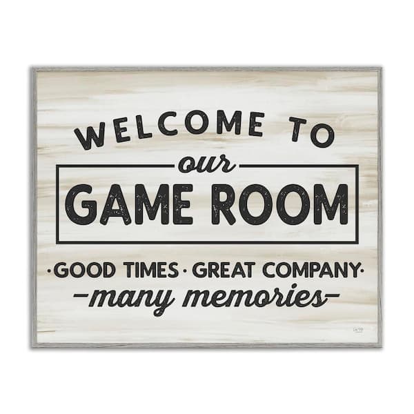 Stupell Industries Welcome To Game Room by Lux + Me Designs 1 Piece Gray Framed Abstract Giclee Art Print 30 in. x 24 in.
