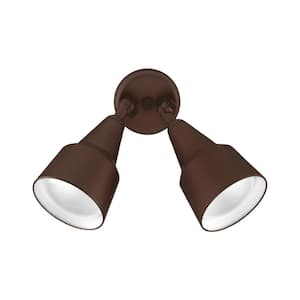 Double Cone 150-Watt Bronze 2-Light Outdoor Flood Light with Adjustable Heads