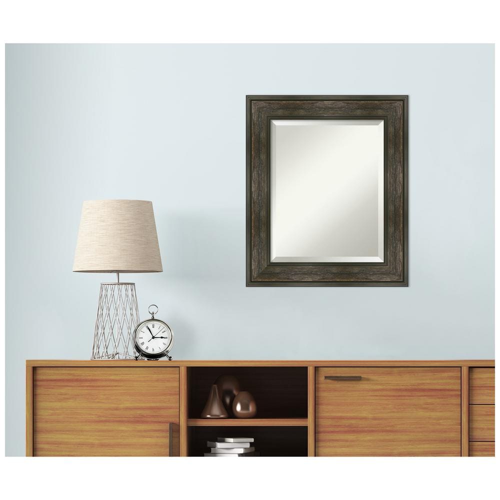 Bronze and Silver Beveled Rectangular Wall Mirror