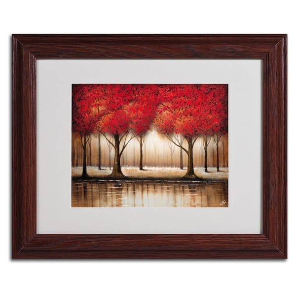 Trademark Fine Art 11 in. x 14 in. Parade of Red Trees Matted Framed Art