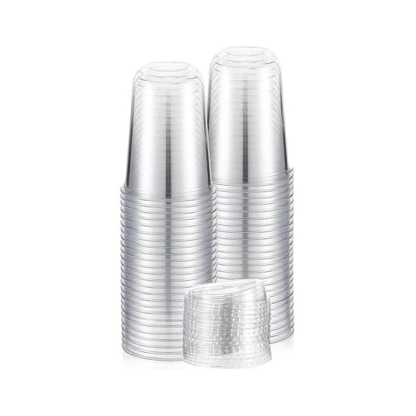 2.36 in. Clear Disposable Plastic Coffee Cups with Sip Lids for Cold Drinks (50 Per Case)
