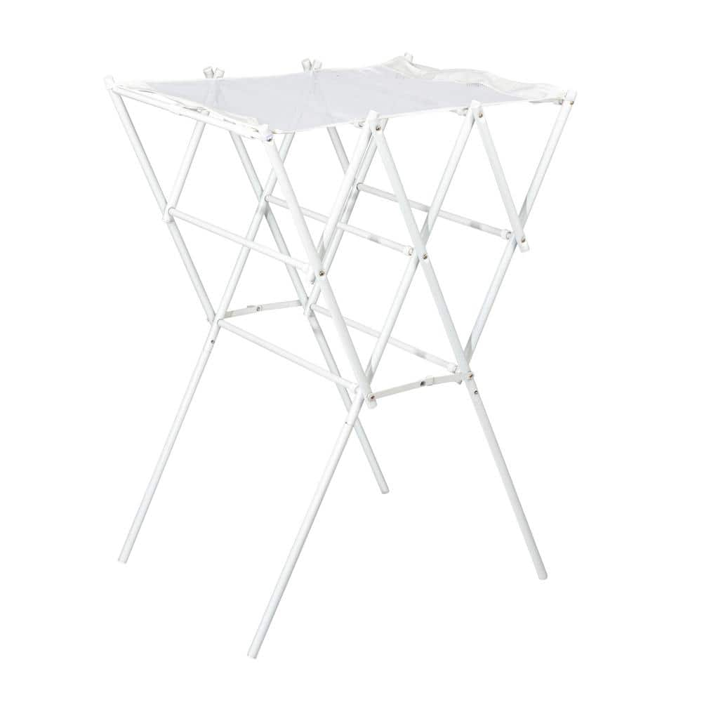 Household Essentials White 34.5 in. 24.5 in. x 20 in. Metal Free Standing Expandable Drying Rack