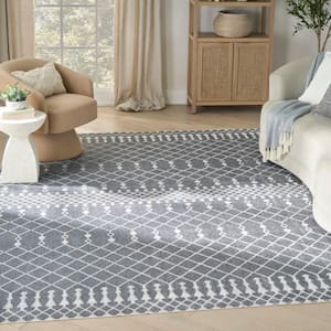 Astra Machine Washable Denim 8 ft. x 10 ft. Moroccan Transitional Area Rug