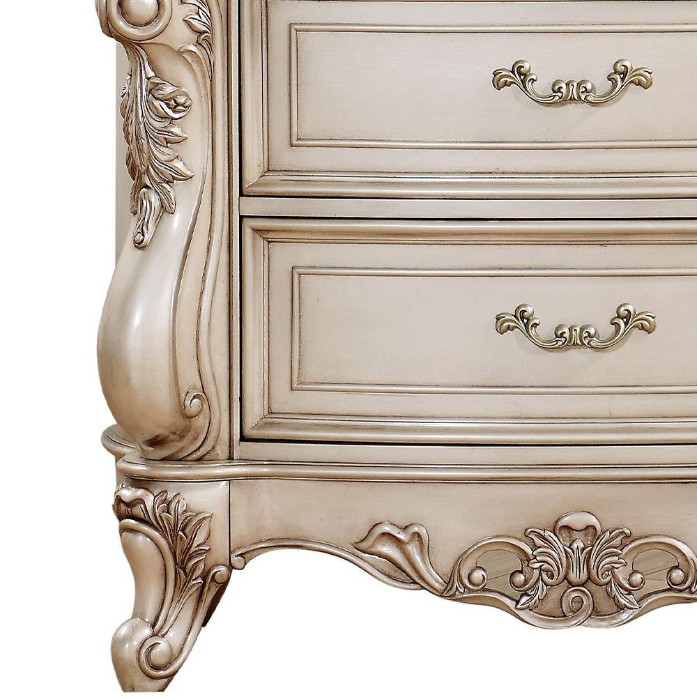 Gorsedd White Marble Top 5-Drawer Chest with Felt Lined Drawer
