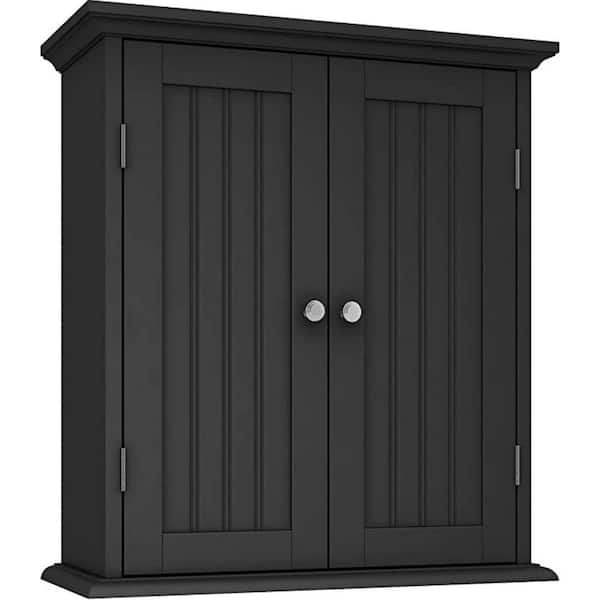 Unbranded 21 in. W x 8.8 in. D x 24 in. H Wood Bathroom Storage Wall Cabinet with 2-Doors and Adjustable Shelves in Black