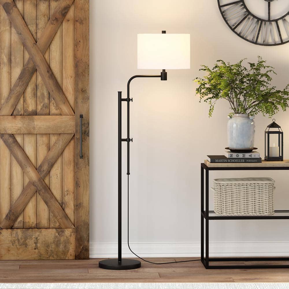 Mid-Century Modern Adjustable Height Blackened Bronze Floor Lamp