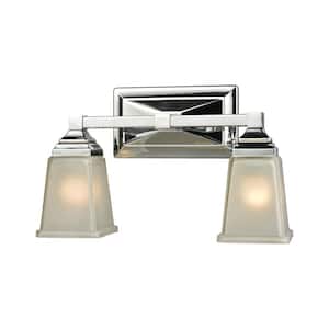 Sinclair 2-Light Polished Chrome With Frosted Glass Bath Light