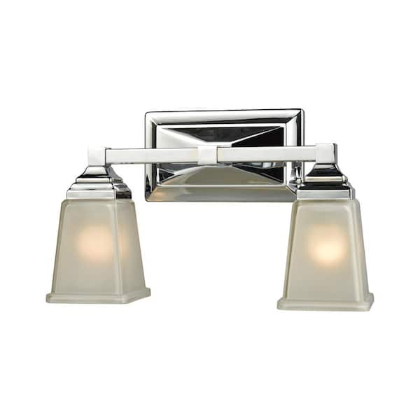 Thomas Lighting Sinclair 2-Light Polished Chrome With Frosted Glass Bath Light