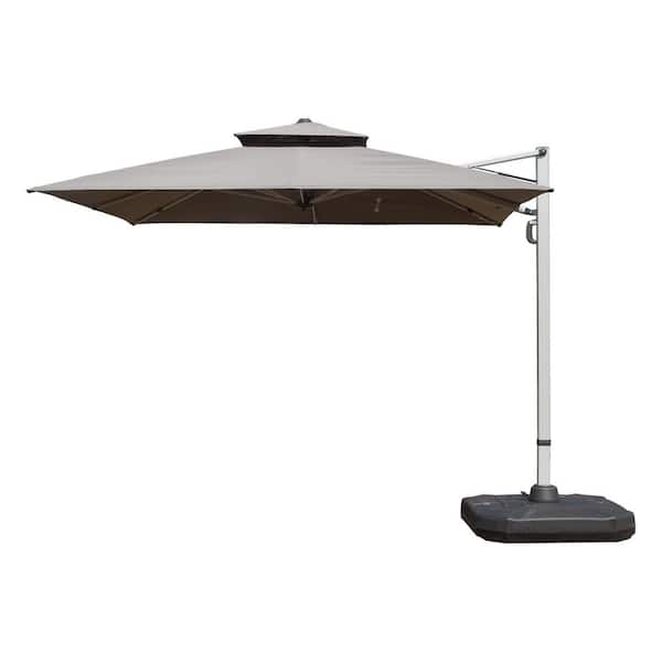9 ft. Aluminum Cantilever Tilt Patio Umbrella in Gray