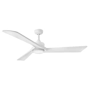 Sculpt 60.0 in. Indoor/Outdoor Integrated LED Matte White Ceiling Fan with Remote Control