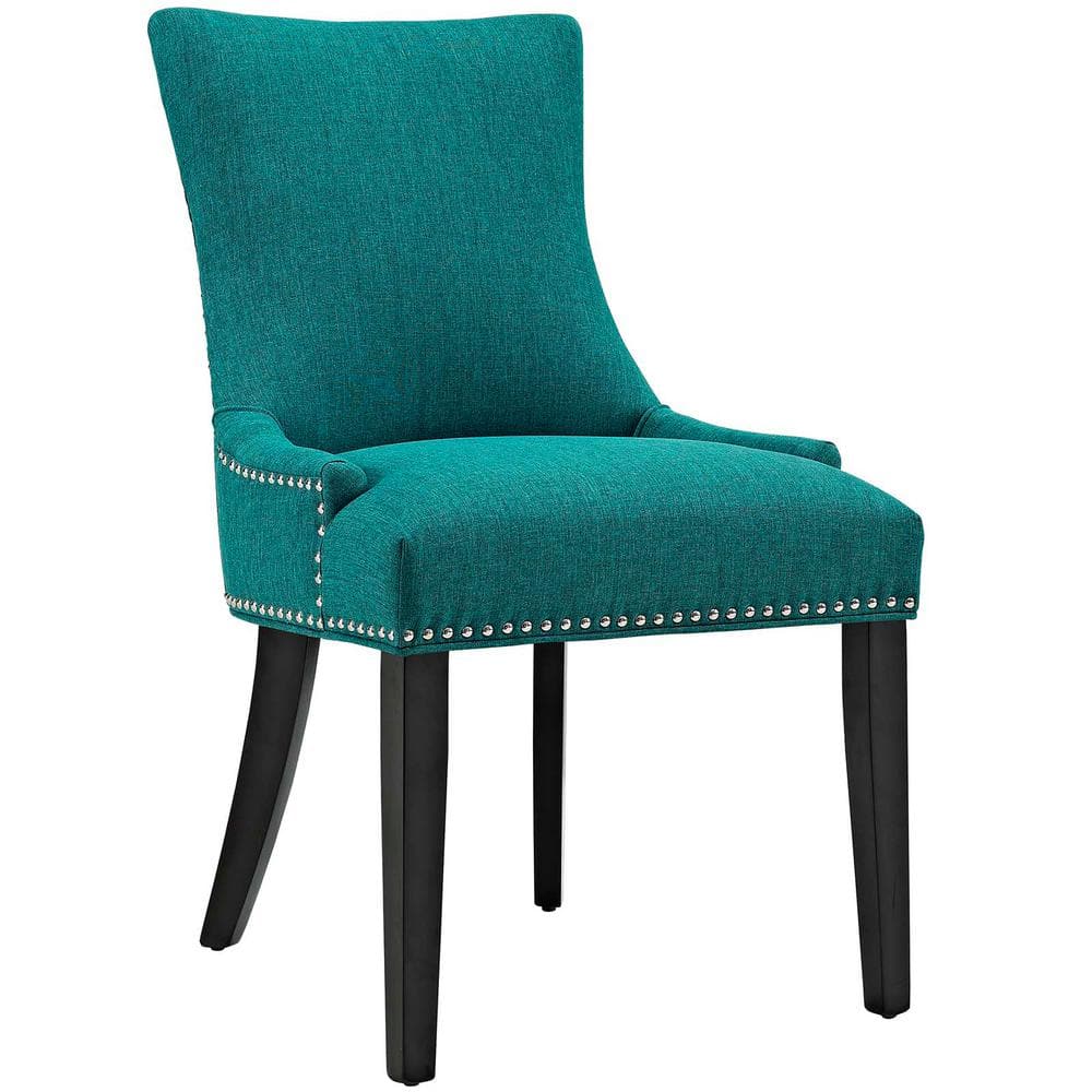 Teal Upholstered Side Chair with Wood Legs