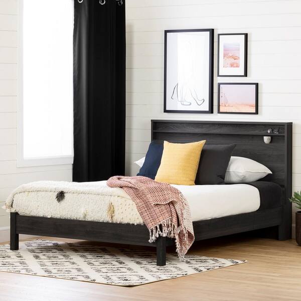 South Shore Tao Gray Particle Board Frame Queen Panel Bed with Headboard 15481