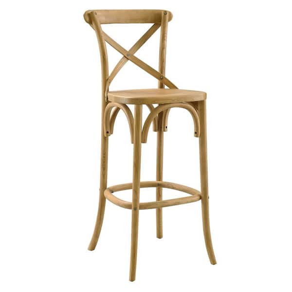 MODWAY Gear 29.5 in. Seat Height ELM wood Bar Stool in Natural