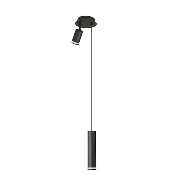 Keazile Yolo 6 in. 2-Light Modern Black Cylinder Linear Pendant Light with GU10 Baseand Ajustable Hanging