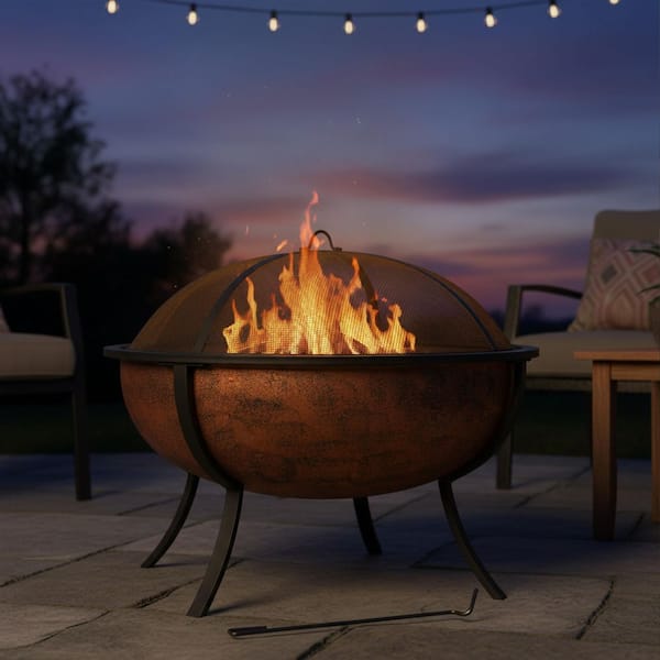Sunnydaze 25.75 in. Copper Raised Outdoor Fire Pit Bowl with Spark