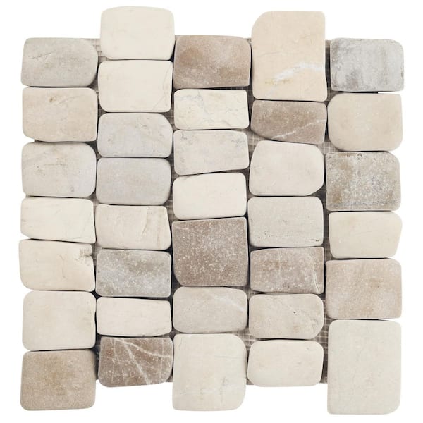 Countryside Pathway Lombok Beige 6 in. x 0.47 in. Natural Stone Mosaic Wall Tile Sample