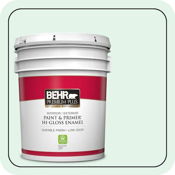 BEHR PREMIUM PLUS 5 gal. #470A-1 Window Pane Hi-Gloss Enamel Interior/Exterior Paint & Primer