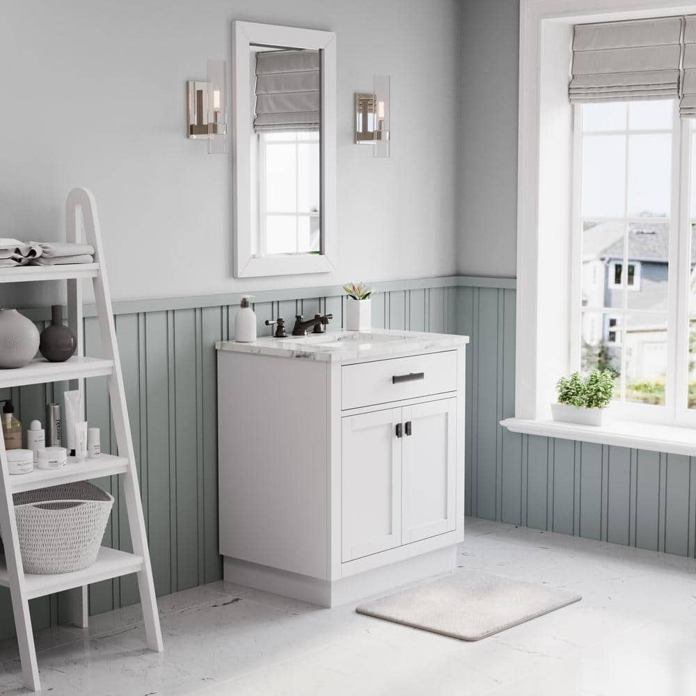 Hartford 30'' White Single Sink Vanity with Marble Top