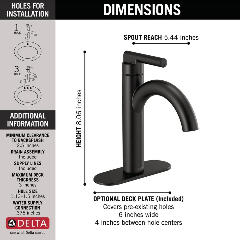 Delta Nicoli Matte Black Single Handle Bathroom Faucet