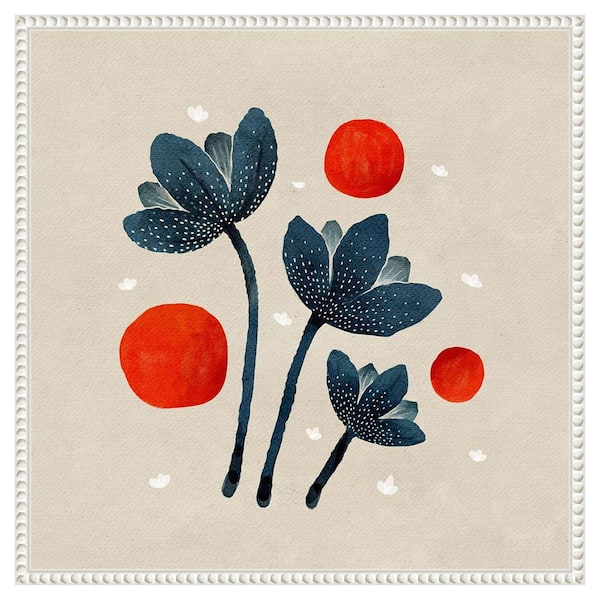 Amanti Art Blue Flowers II by Katie Oshea 22 in. W x 22 in. H. Canvas Wall Art Print Framed in White
