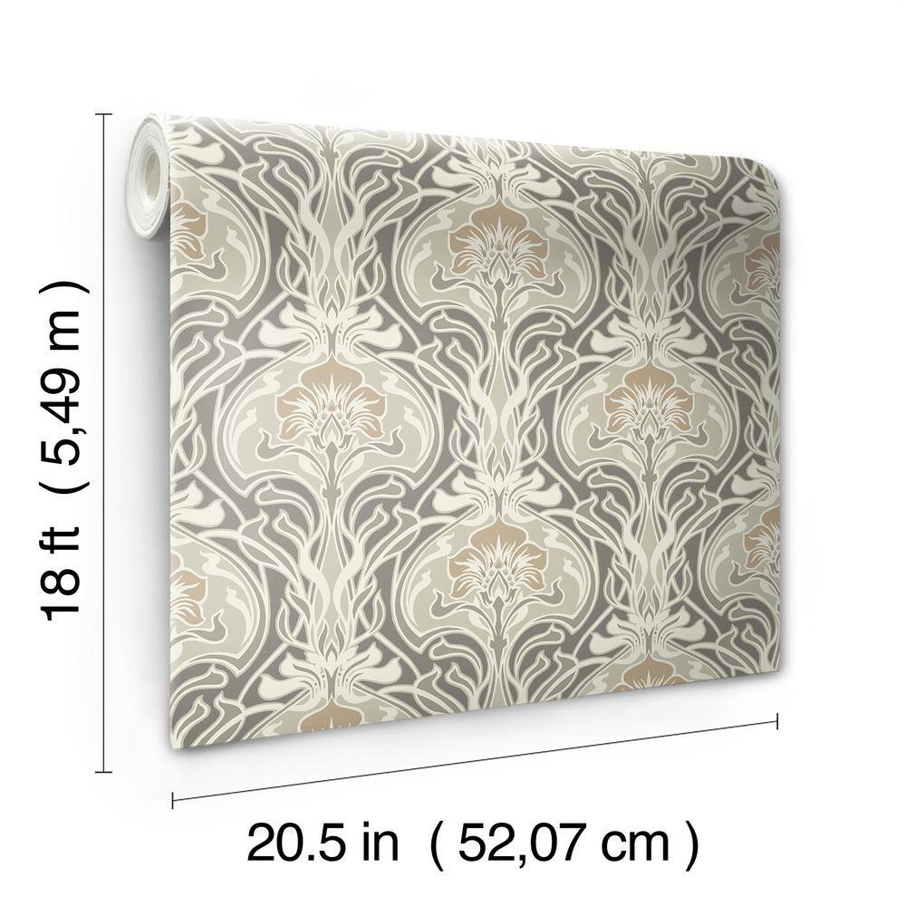 Fallon Brown and Gray Floral Peel and Stick Wallpaper