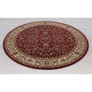 Persian Classics Kashan Red 8 ft. Round Area Rug